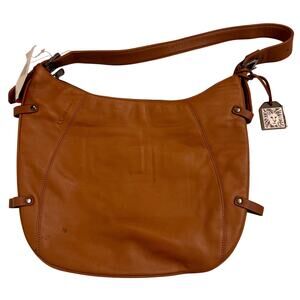 Vintage Women's Anne Klein Brown Leather Hobo Shoulder Bag Large Imperfection